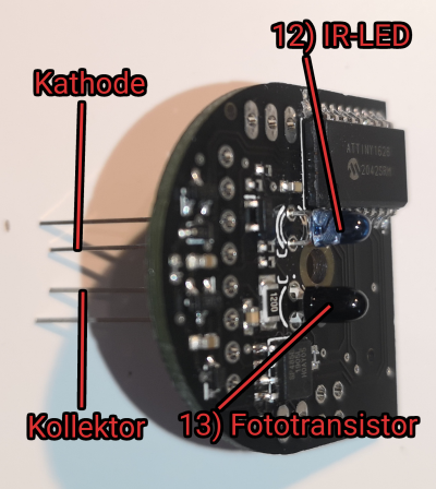 Abbildung 2: Position des Fototransistors und der IR-LED.
